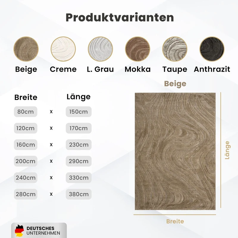 Teppich Wohnzimmer teppich Schlafzimmer 3D Effekt modern Weich kurzflor Wellenmuster Qualitativ