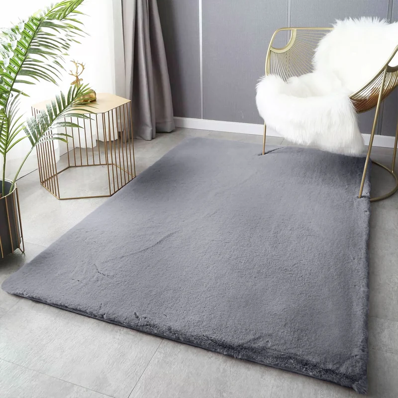 Fellteppich Deluxe waschbar, sanfter Hochflor-Teppich einfarbig, kuschelig für Ihr Wohnzimmer oder Schlafzimmer