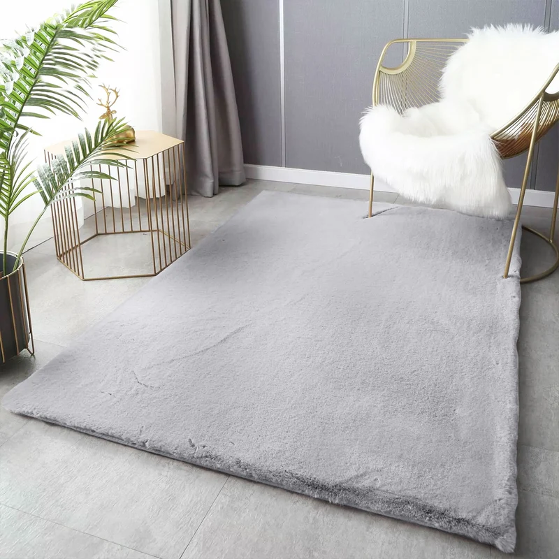Fellteppich Deluxe waschbar, sanfter Hochflor-Teppich einfarbig, kuschelig für Ihr Wohnzimmer oder Schlafzimmer