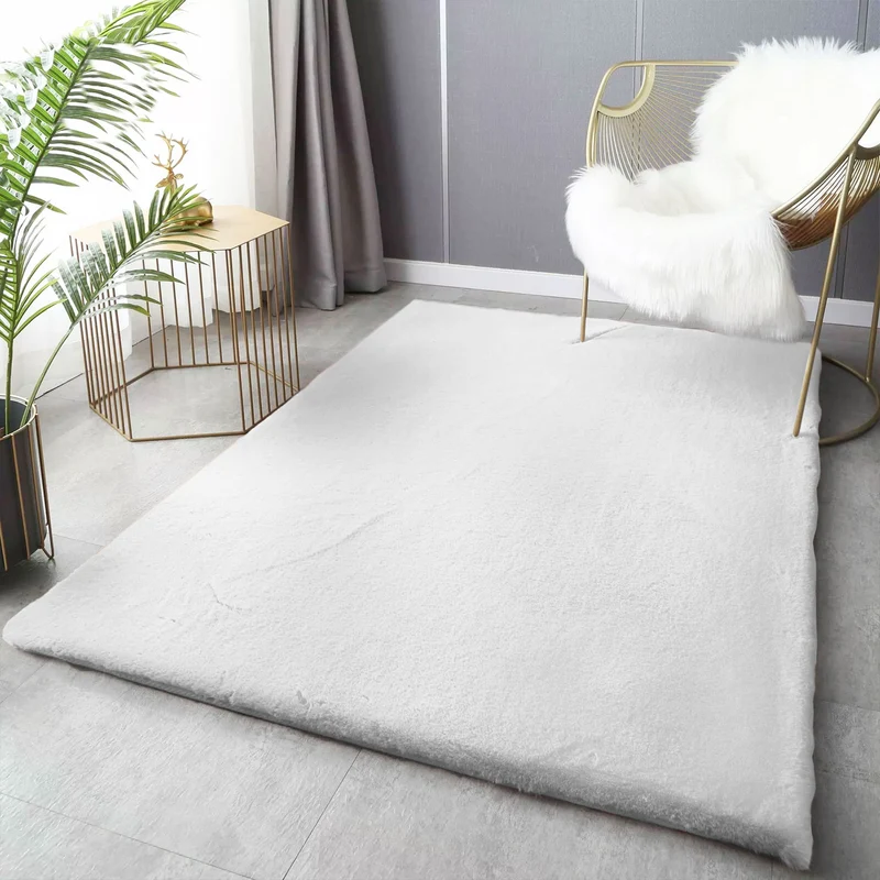 Fellteppich Deluxe waschbar, sanfter Hochflor-Teppich einfarbig, kuschelig für Ihr Wohnzimmer oder Schlafzimmer