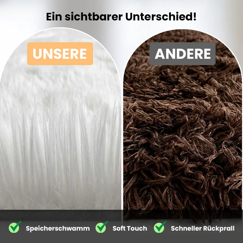 Fellteppich Deluxe waschbar, sanfter Hochflor-Teppich einfarbig, kuschelig für Ihr Wohnzimmer oder Schlafzimmer