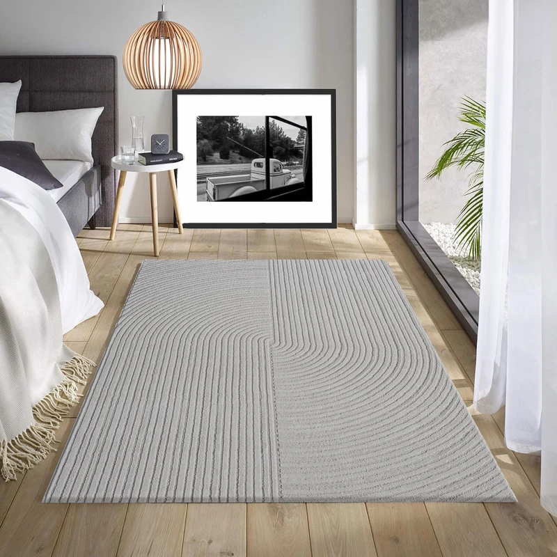Moderner Kurzflor Teppich Wohnzimmer Schlafzimmer Boho Optik Regenbogen Skandinavisch