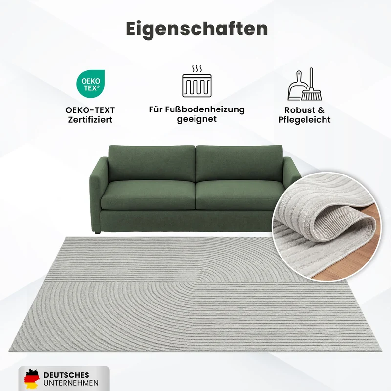 Moderner Kurzflor Teppich Wohnzimmer Schlafzimmer Boho Optik Regenbogen Skandinavisch