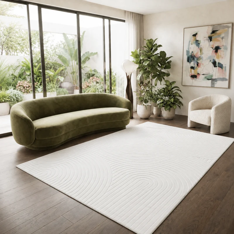Teppich Modern Wohnzimmer Kurzflor Läufer 3D Hoch&Tief Effekt Weich Pflegeleicht Muster