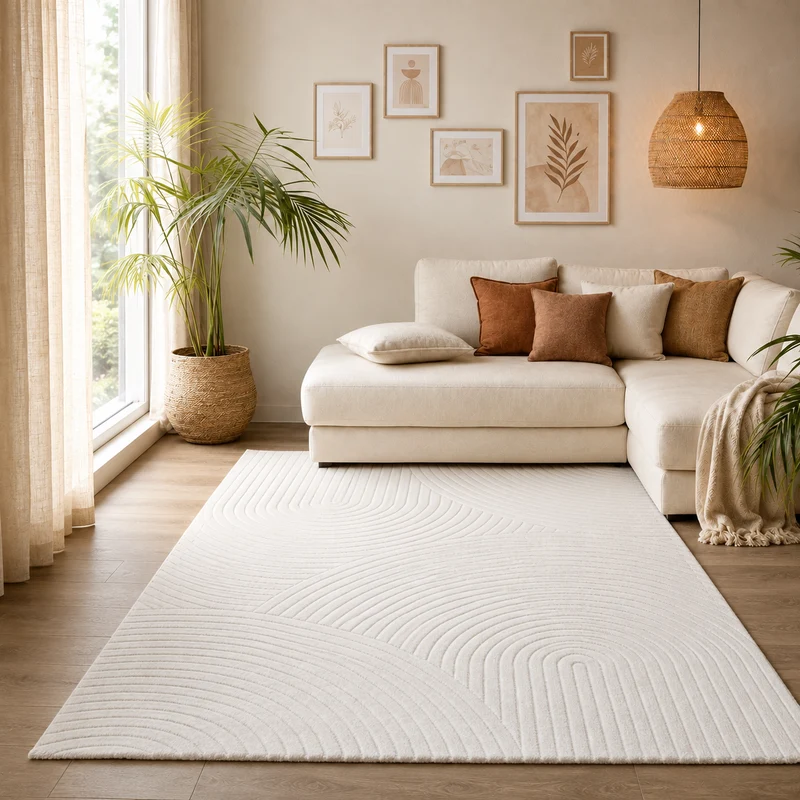 Teppich Modern Wohnzimmer Kurzflor Läufer 3D Hoch&Tief Effekt Weich Pflegeleicht Muster