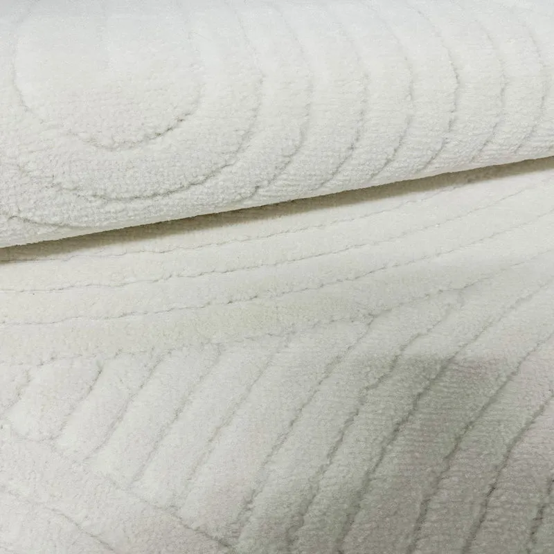 Robuster Flachgewebe Teppich Natur Look in Creme 3D+Hoch-Tief Effekt, Weich