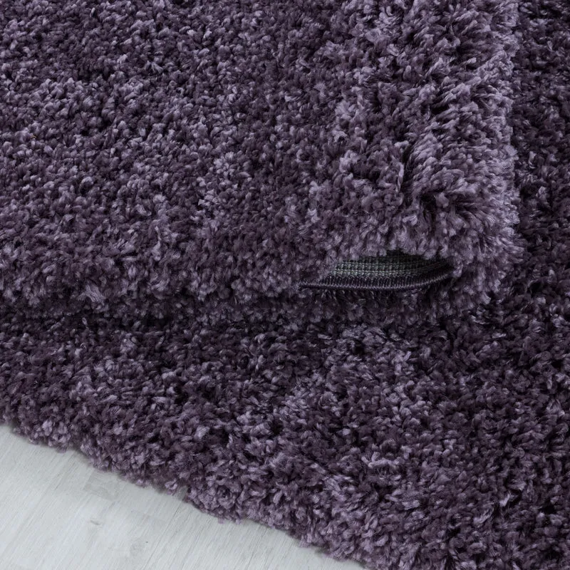 Runder Teppich Wohnzimmer Hochflor Einfarbiges Design Shaggy Modern Flauschig