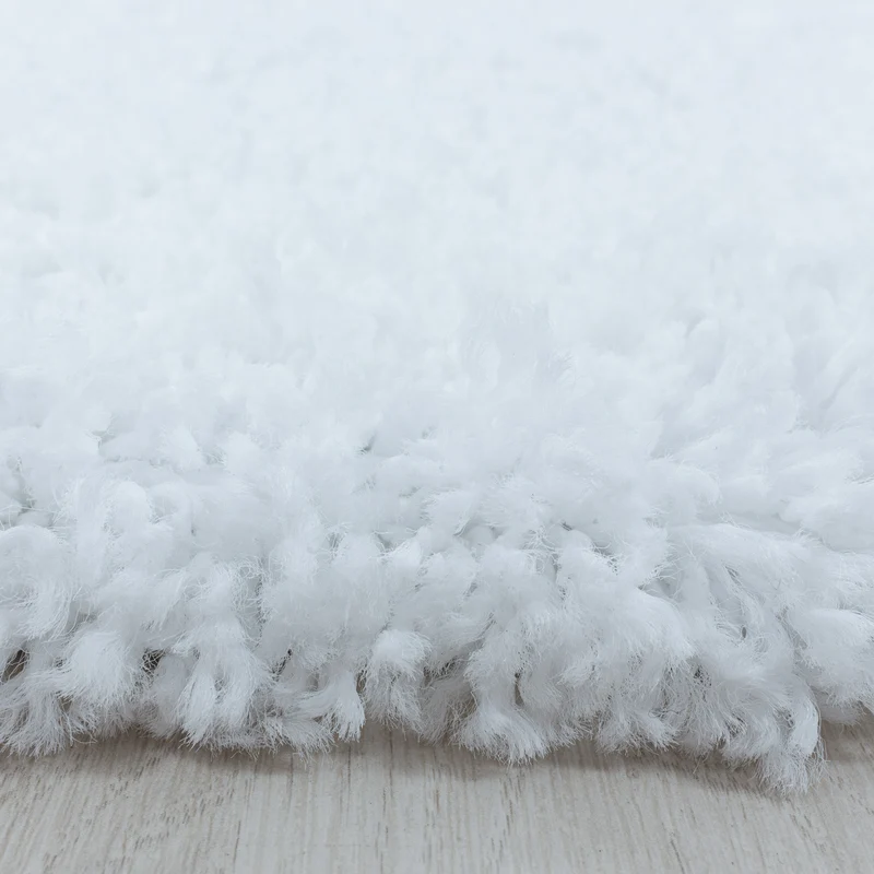 Runder Teppich Wohnzimmer Hochflor Einfarbiges Design Shaggy Modern Flauschig