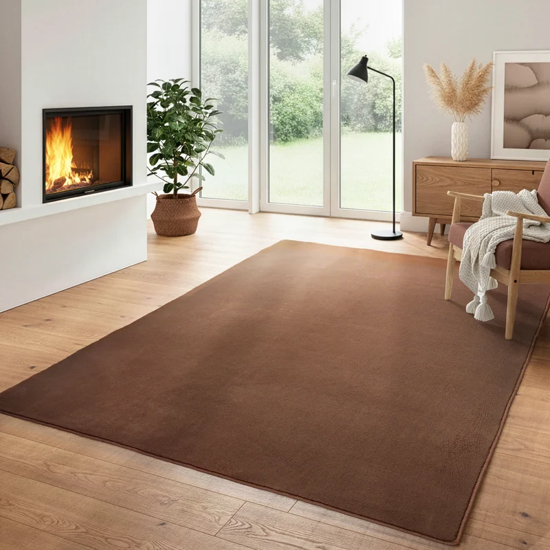Carpettex Waschbarer Kurzflor Teppich Modern Einfarbig Weich