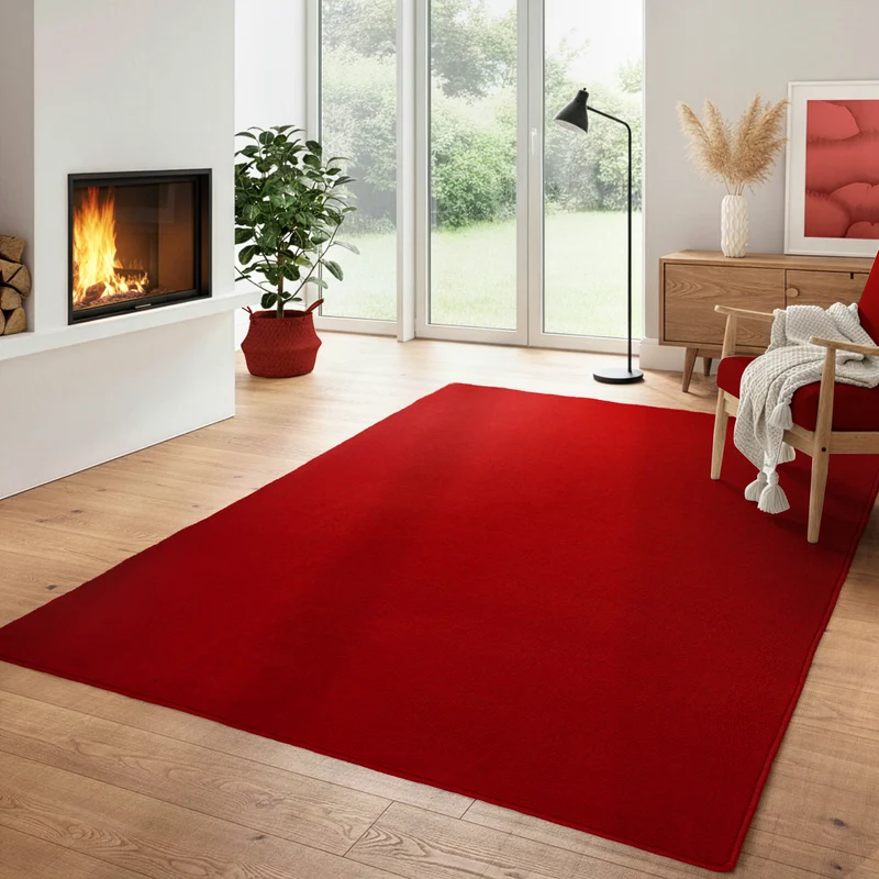 Carpettex Waschbarer Kurzflor Teppich Modern Einfarbig Weich