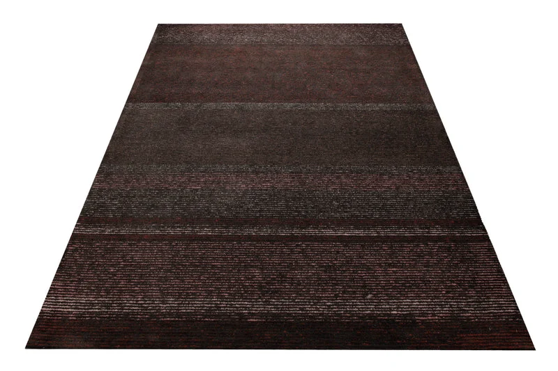 Bordeaux im Streifenlauf - Handtuft 160 x 230 cm