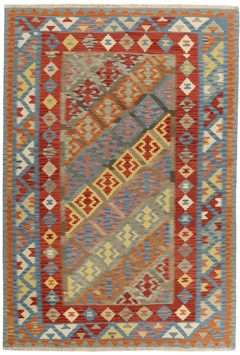 MY-RUG Teppich "Kelim" Rauten-& Diamantmuster, Handgewebt