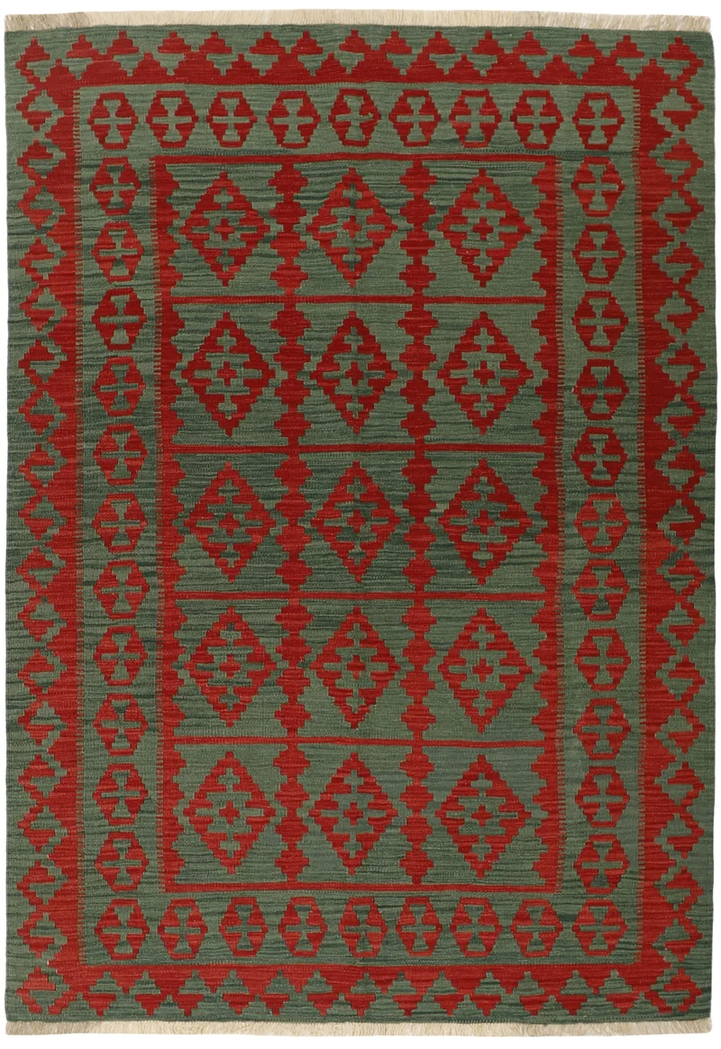 MY-RUG Teppich "Kelim" Rauten-& Diamantmuster, Handgewebt