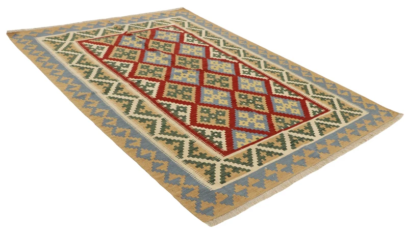 MY-RUG Teppich "Kelim" Rauten-& Diamantmuster, Handgewebt