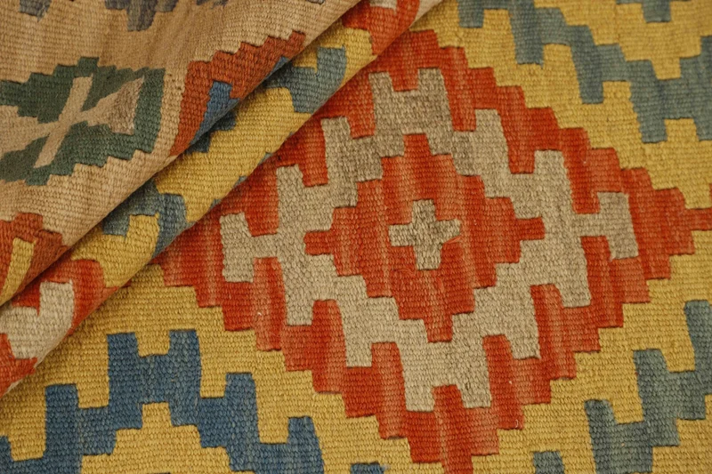 MY-RUG Teppich "Kelim" Rauten-& Diamantmuster, Handgewebt
