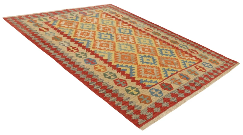 MY-RUG Teppich "Kelim" Rauten-& Diamantmuster, Handgewebt