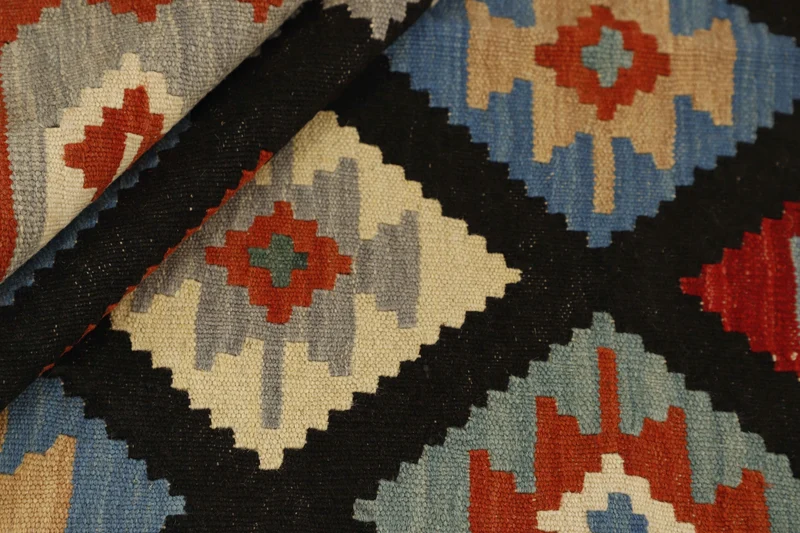 MY-RUG Teppich "Kelim" Rauten-& Diamantmuster, Handgewebt
