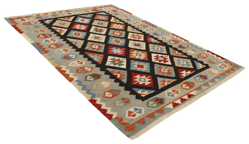 MY-RUG Teppich "Kelim" Rauten-& Diamantmuster, Handgewebt