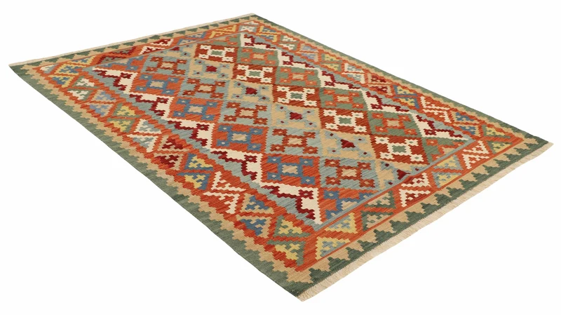 MY-RUG Teppich "Kelim" Rauten-& Diamantmuster, Handgewebt