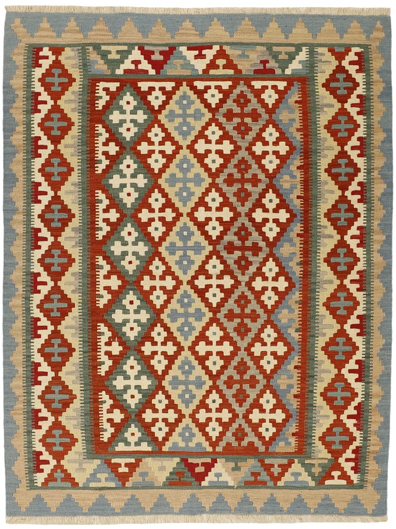 MY-RUG Teppich "Kelim" Rauten-& Diamantmuster, Handgewebt