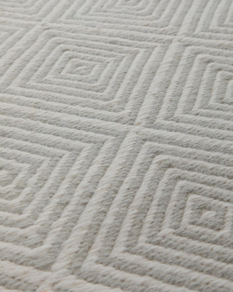 Handwebteppich Wolle Rautenmuster creme 160x230 cm