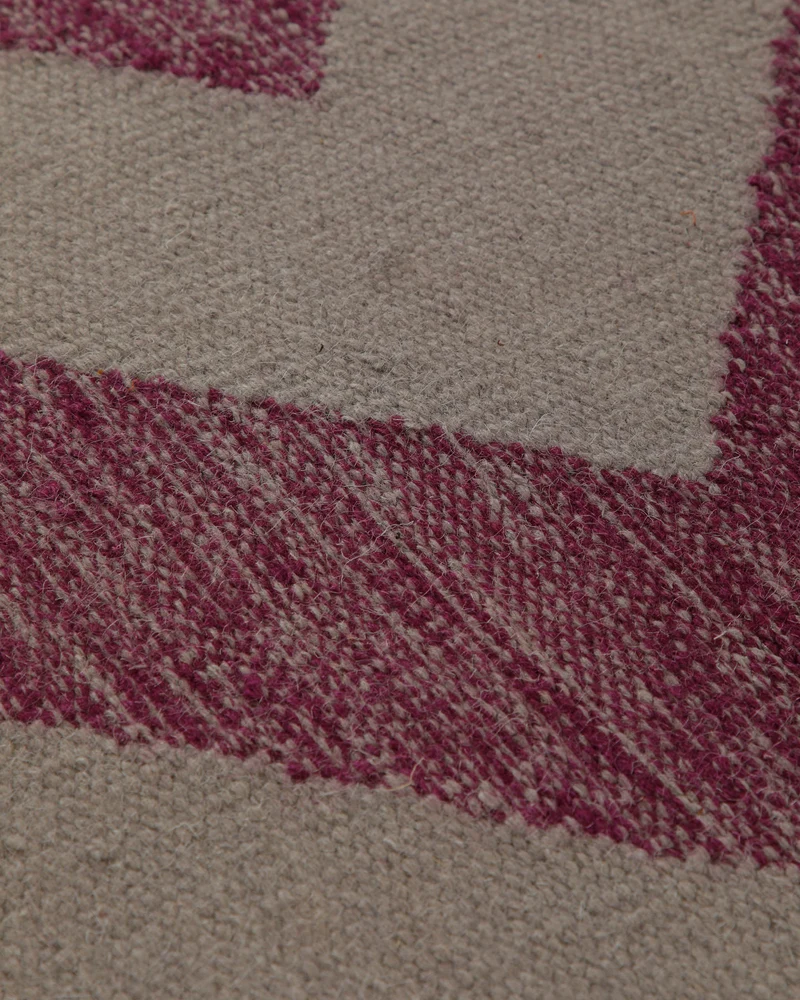 Handwebteppich Wolle Chevron magenta natur 160x230 cm