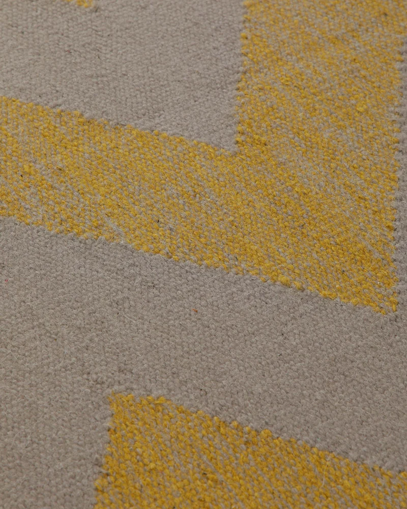 Handwebteppich Wolle Chevron gelb grau 160x230 cm