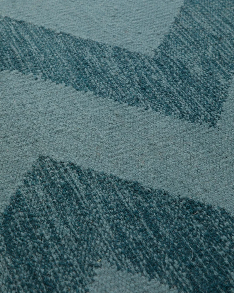 Handwebteppich Wolle Chevron petrol 160x230 cm