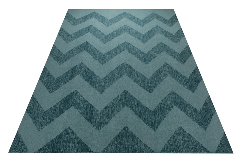 Handwebteppich Wolle Chevron petrol 160x230 cm