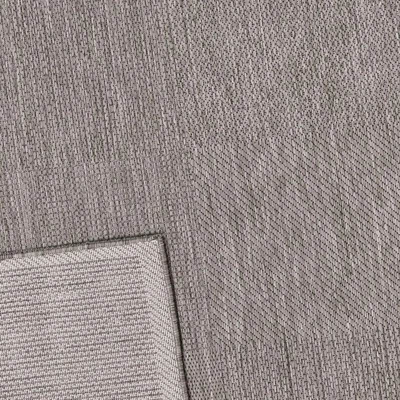Robuster In- und Outdoor Flachgewebe Terrassen Teppich Natur Look In Grau