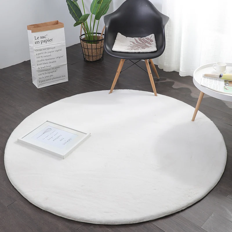 Fellteppich Kunstfell Teppich Rund Imitat Dicht Flauschig Seidiger Glanz Hochflor Grau