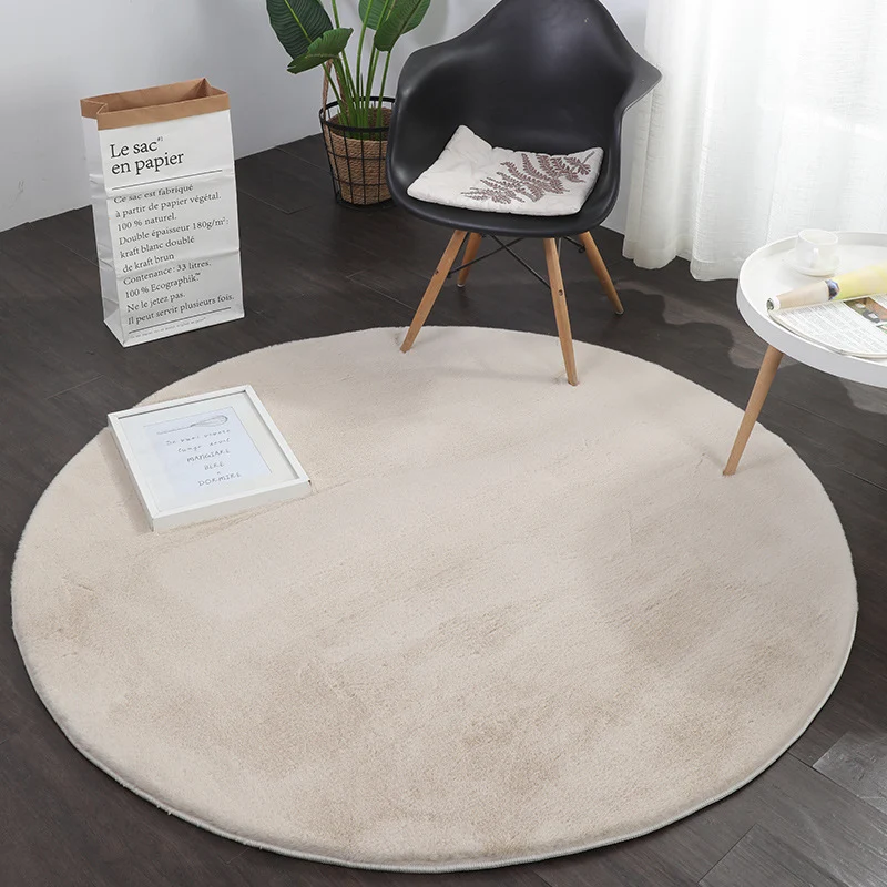 Fellteppich Kunstfell Teppich Rund Imitat Dicht Flauschig Seidiger Glanz Hochflor Grau