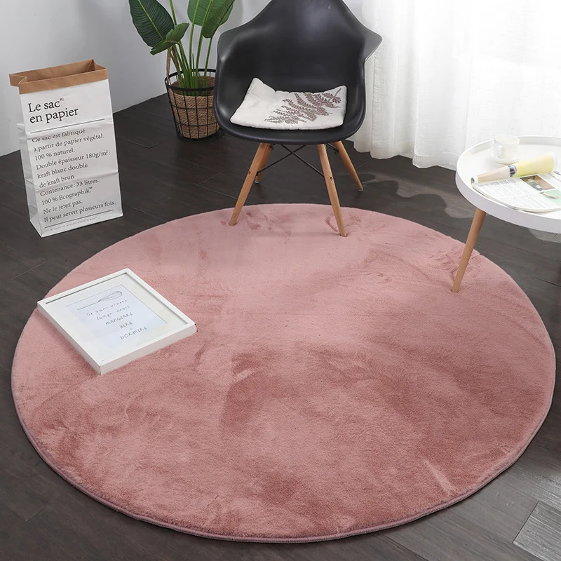 Fellteppich Kunstfell Teppich Rund Imitat Dicht Flauschig Seidiger Glanz Hochflor Grau
