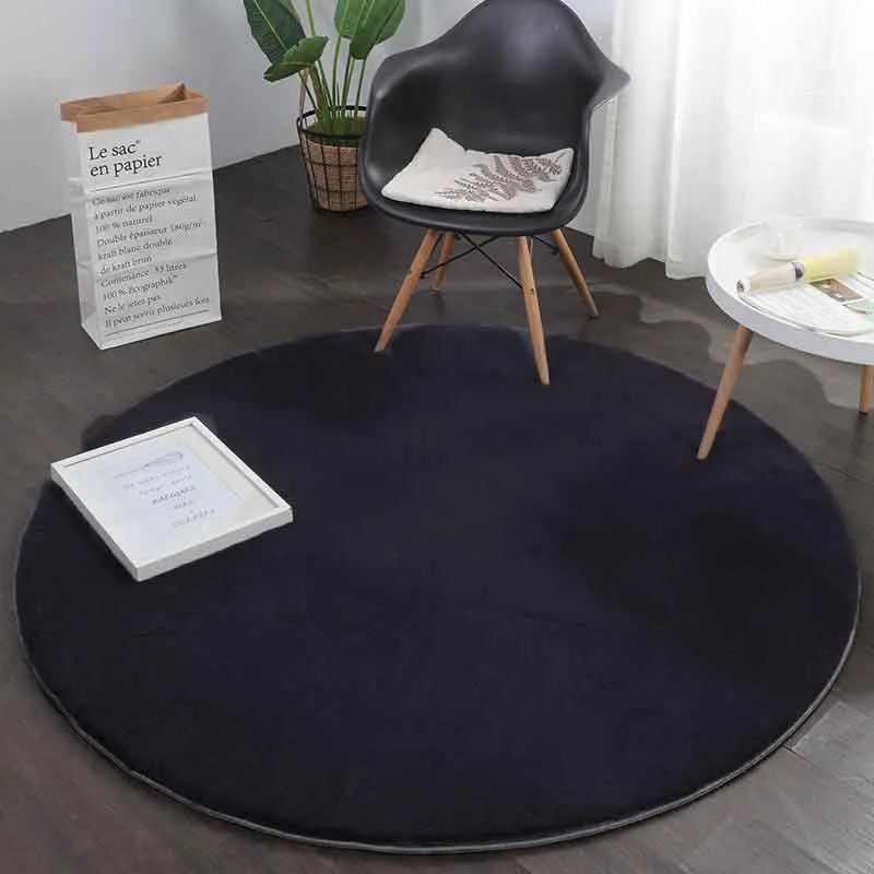 Fellteppich Kunstfell Teppich Rund Imitat Dicht Flauschig Seidiger Glanz Hochflor Grau