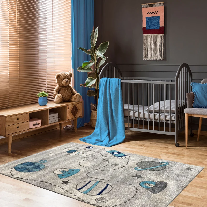 Kinderteppich Kinderzimmer Teppich Baby Grau kinderteppich Kinderteppich Kinderzimmer Teppich Kurzflor Baby Grau Jungen&Mädchen