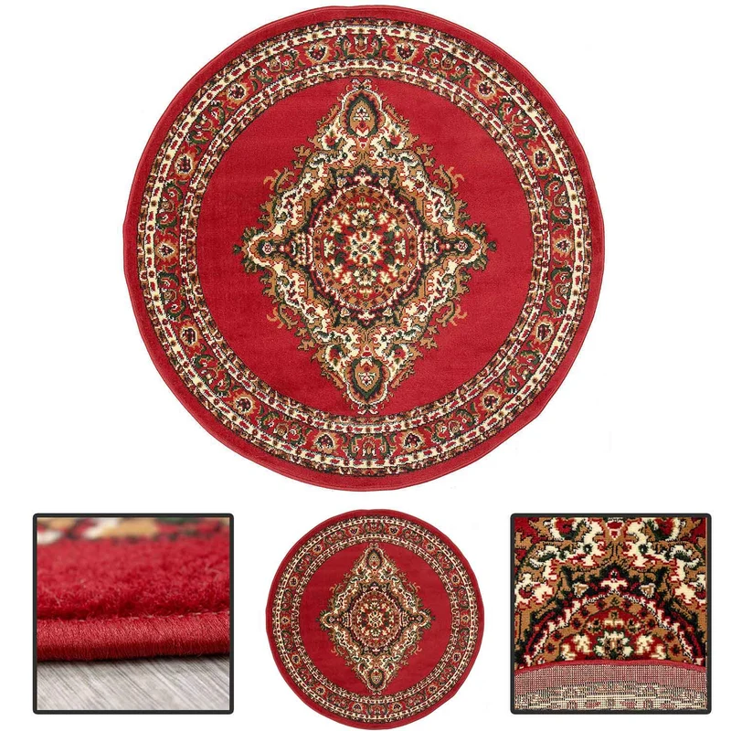 Teppich Rund Orientalisch Klassisch Orient Teppich Kurzflor Wohnzimmer Schlafzimmer