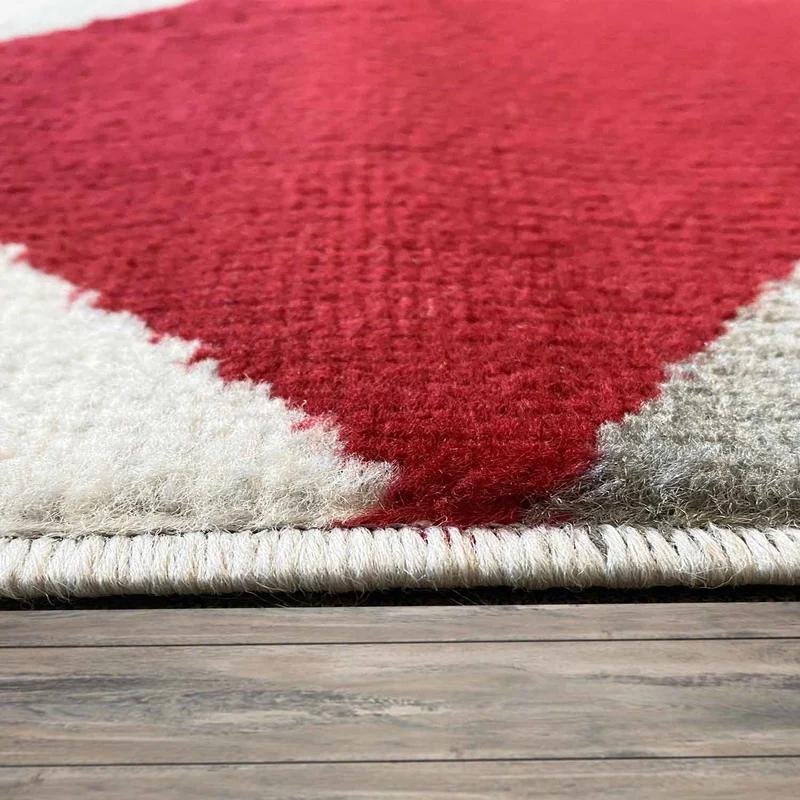 Teppich Wohnzimmer Schlafzimmer Flur Teppich Geometrisches Muster Rot