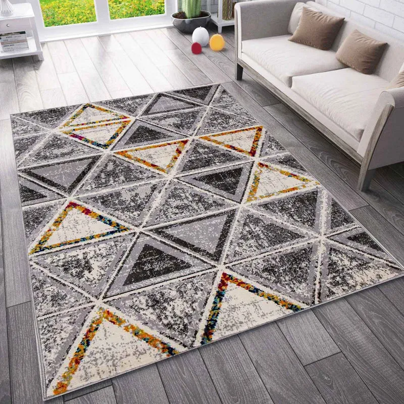 Teppich Wohnzimmer Schlafzimmer Flur Teppich Geometrisches Muster in Bunt