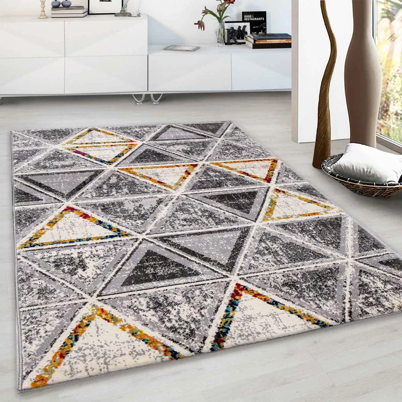 Teppich Wohnzimmer Schlafzimmer Flur Teppich Geometrisches Muster in Bunt