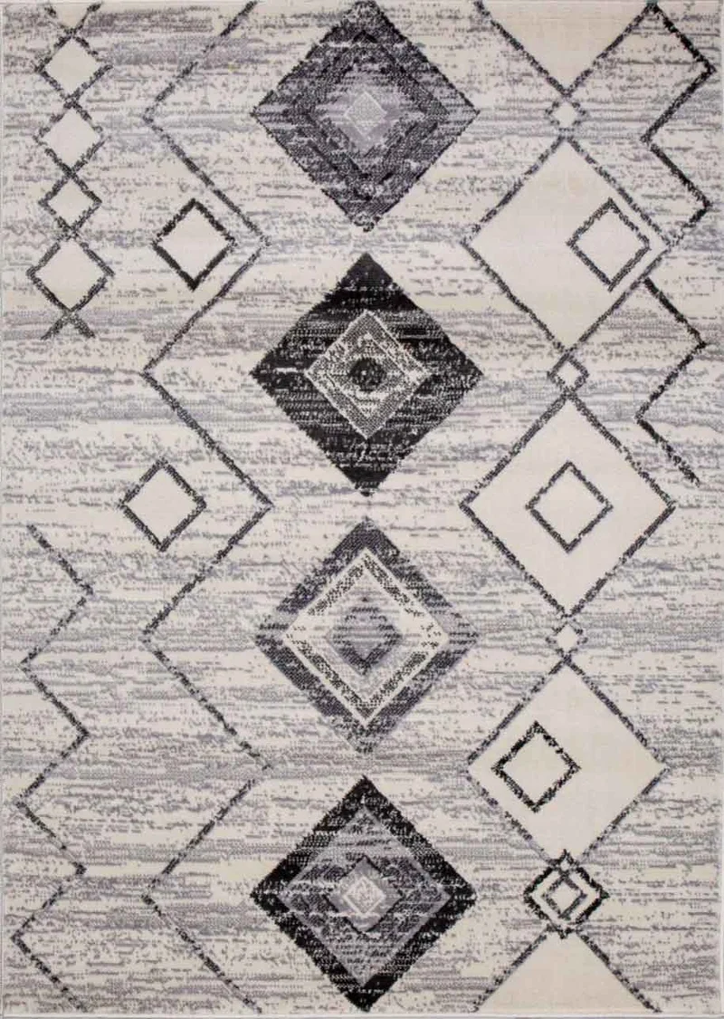 Wohnzimmer Kurzflor Geometrisches Muster Skandi Boho Modern Style Beige
