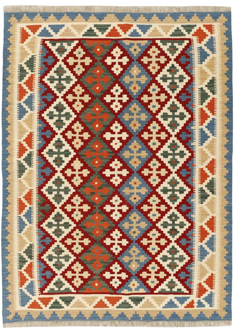 MY-RUG Teppich "Kelim" Rauten-& Diamantmuster, Handgewebt