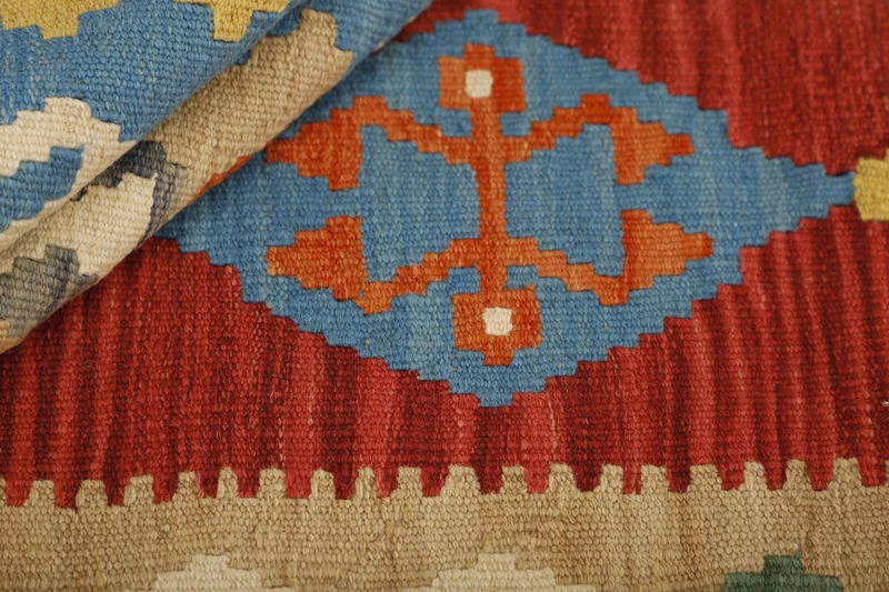 MY-RUG Teppich "Kelim" Rauten-& Diamantmuster, Handgewebt