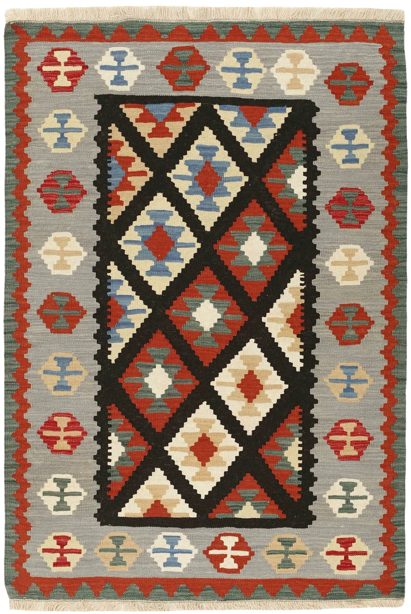 MY-RUG Teppich "Kelim" Rauten-& Diamantmuster, Handgewebt