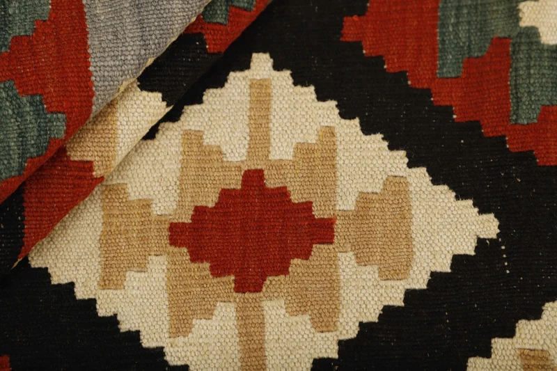 MY-RUG Teppich "Kelim" Rauten-& Diamantmuster, Handgewebt