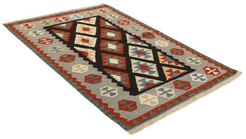 MY-RUG Teppich "Kelim" Rauten-& Diamantmuster, Handgewebt