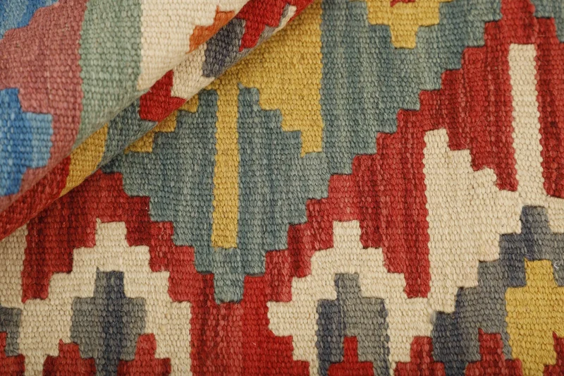 MY-RUG Teppich "Kelim" Rauten-& Diamantmuster, Handgewebt