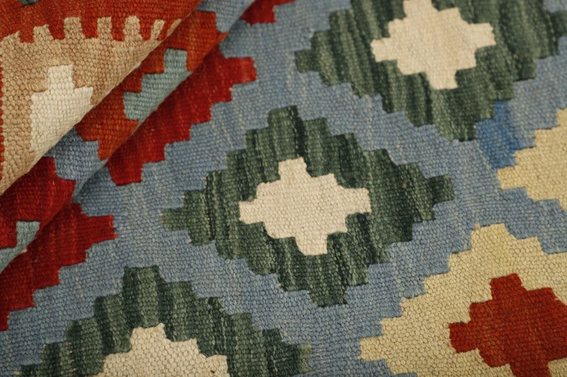 MY-RUG Teppich "Kelim" Rauten-& Diamantmuster, Handgewebt