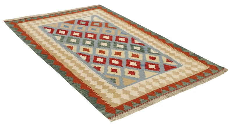 MY-RUG Teppich "Kelim" Rauten-& Diamantmuster, Handgewebt