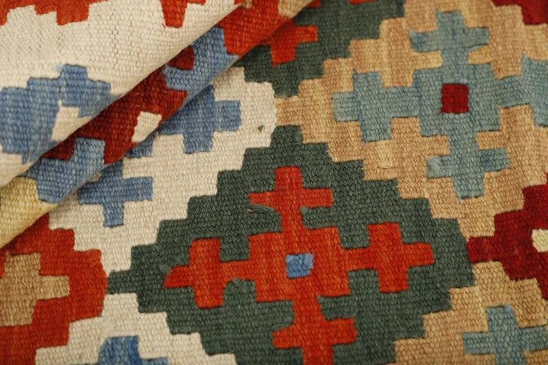 MY-RUG Teppich "Kelim" Rauten-& Diamantmuster, Handgewebt