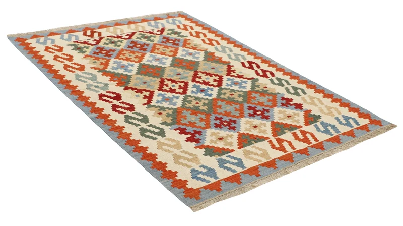 MY-RUG Teppich "Kelim" Rauten-& Diamantmuster, Handgewebt